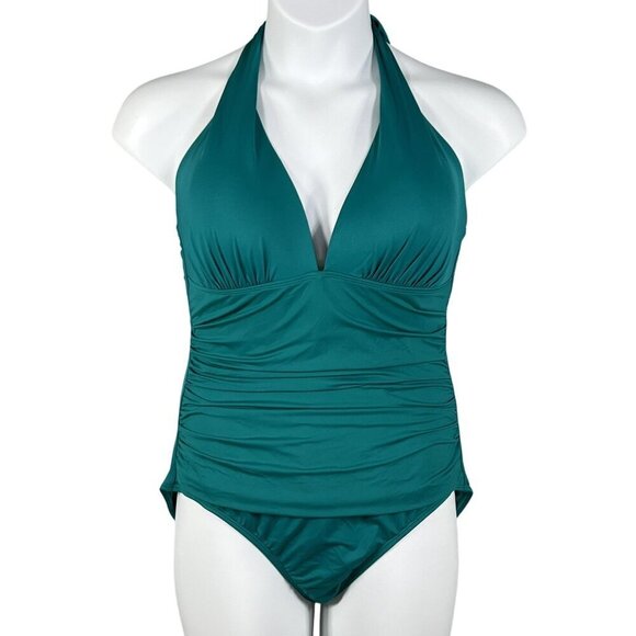 Lauren Ralph Lauren Other - Lauren Ralph Lauren NWT Womens 16 Teal One Piece Halter Swimsuit Slimming Fit